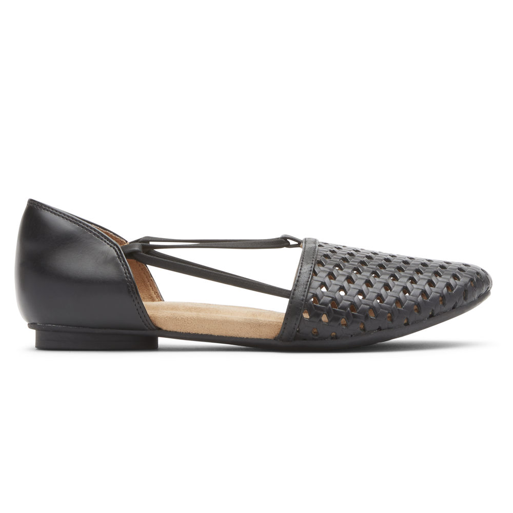 Rockport Flats For Womens Black - Reagan Perforated - RE4391650